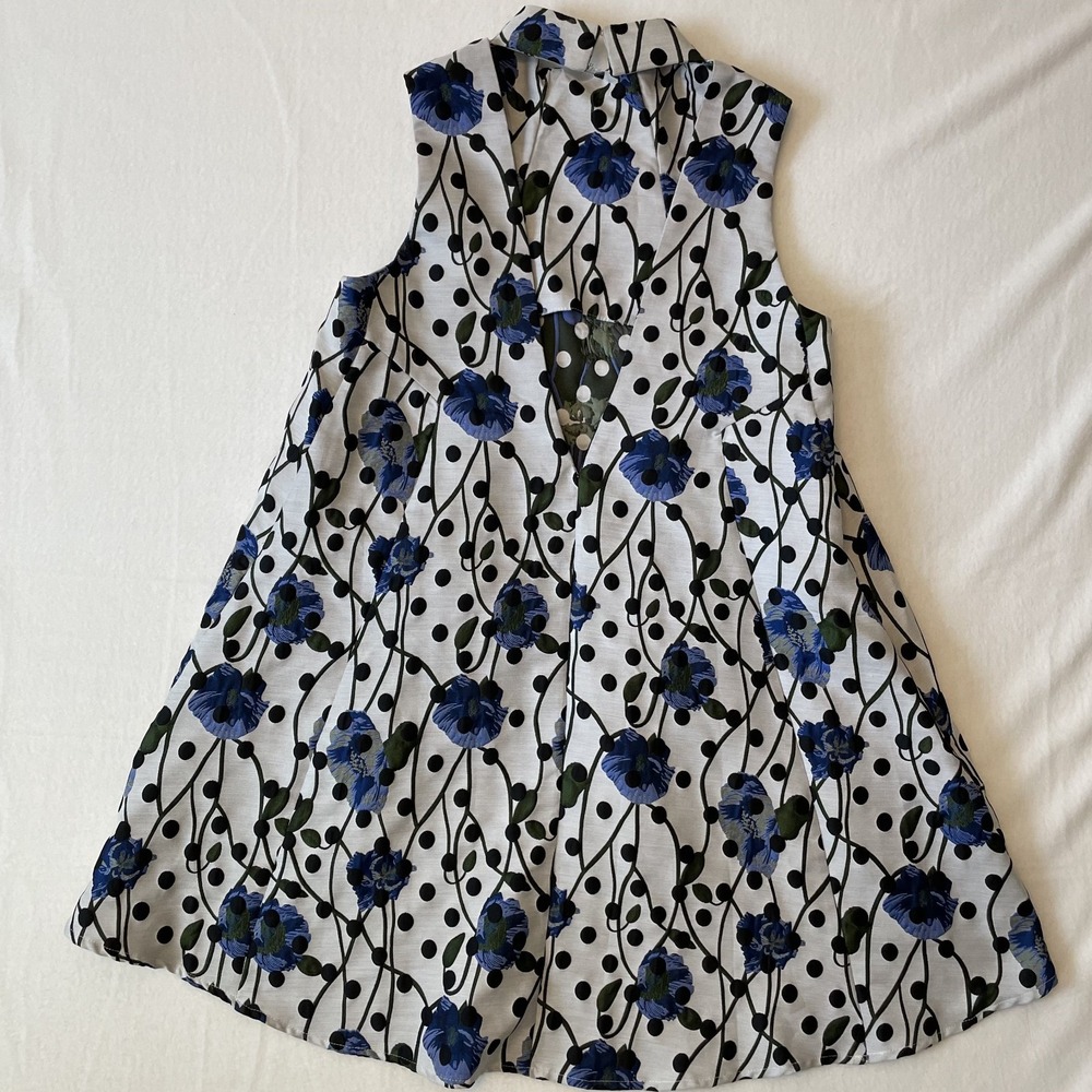 Asos Black Polka Dot Flower Choker Assymetrical Backless Pocket Dress SZ 8 - Picture 6 of 9